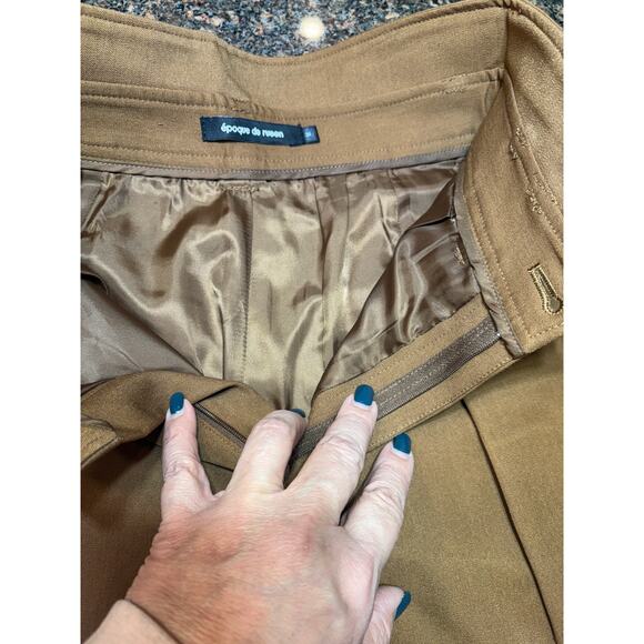 Women's High Waist Pleated Brown Dress Shorts Size M - Picture 6 of 16